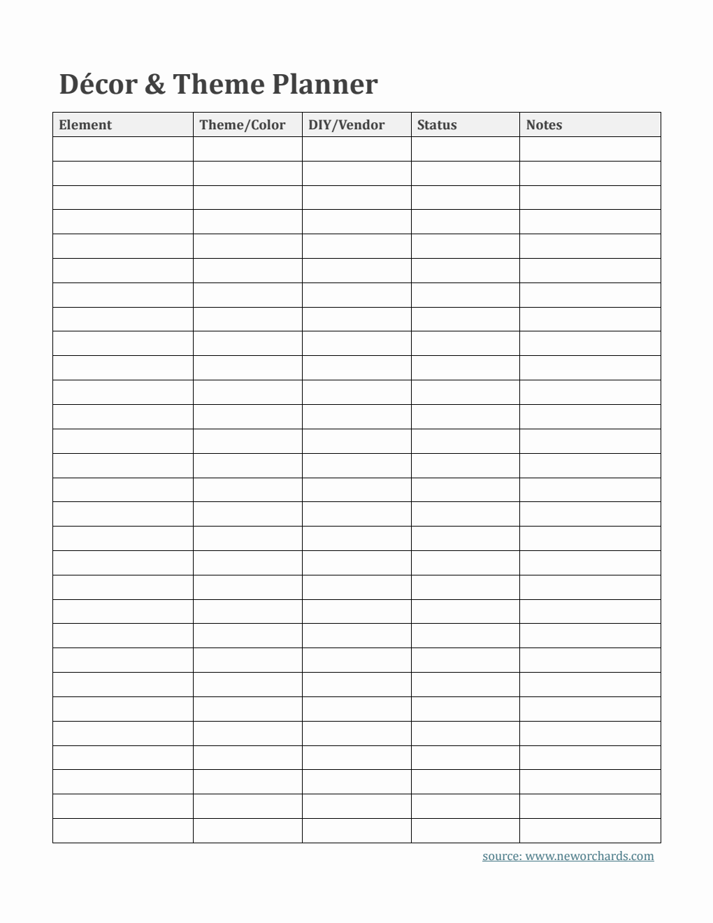 Free Printable Decor & Theme Planner Template (PDF)