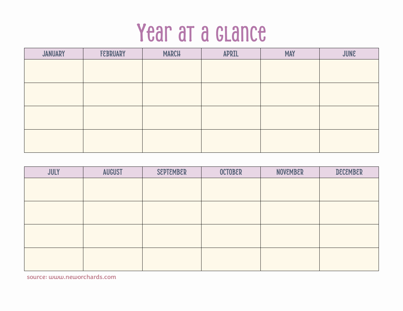 Year-at-a-Glance Template | Free Download in PDF
