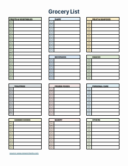 Free Editable Grocery List Template in Word