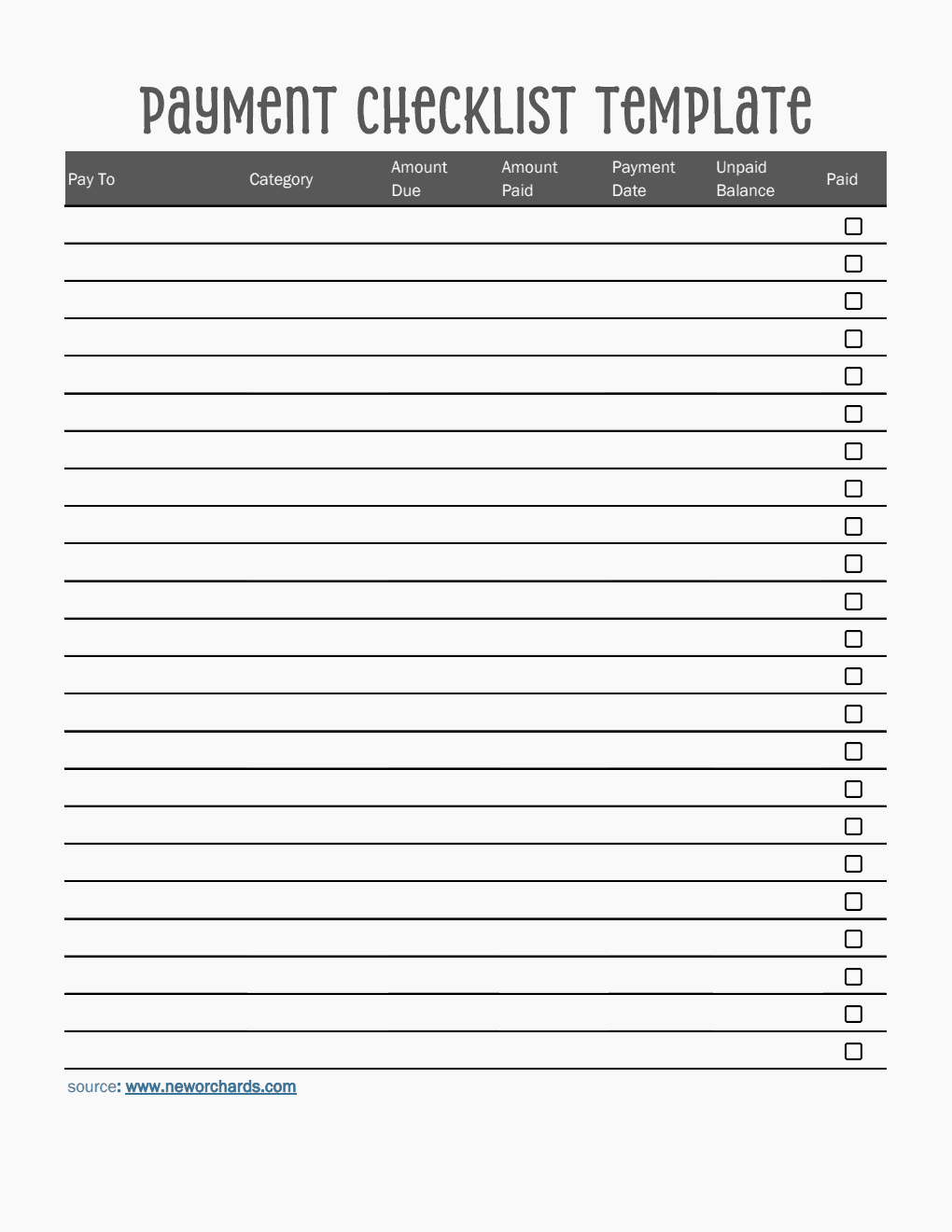 Free Editable Payment Checklist Template Excel