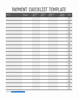 Free Editable Payment Checklist Template Word