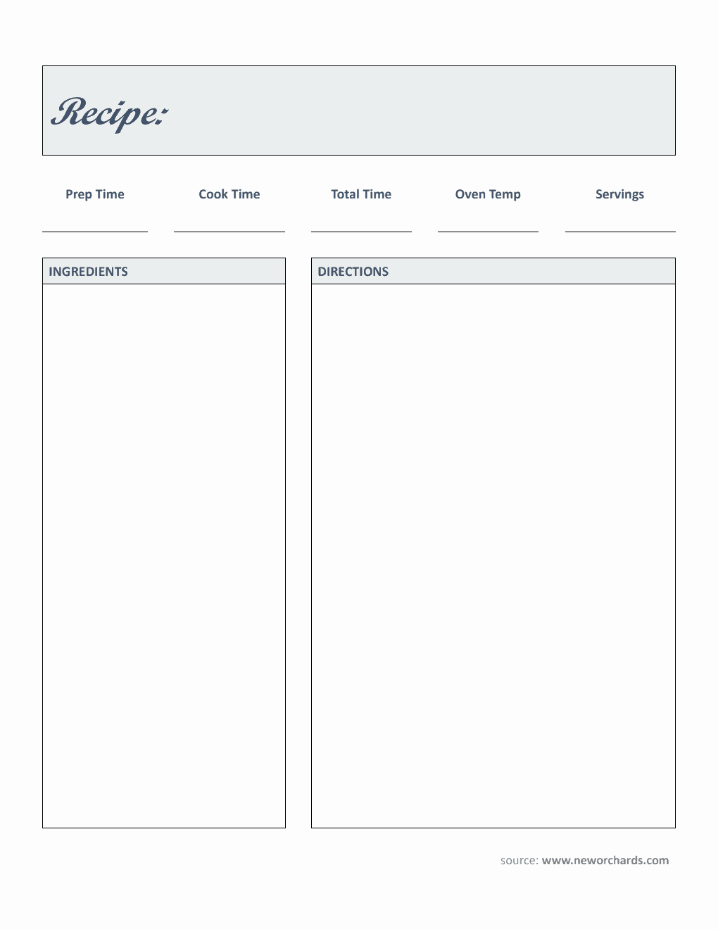 Editable Recipe Card Template - Word