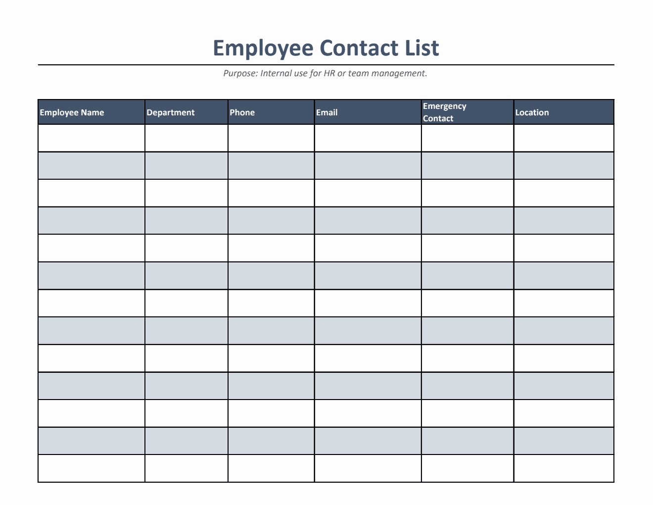 Free Downloadable Employee Contact List Template (Excel)