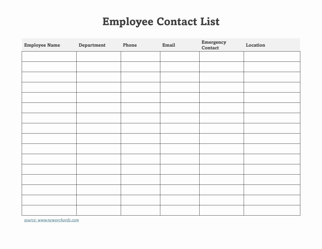 Free  Employee Contact List Template (Word)