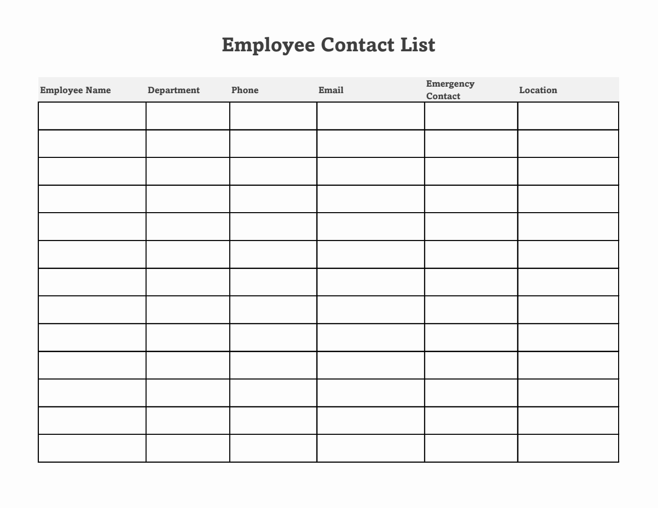 Free  Employee Contact List Template (Excel)
