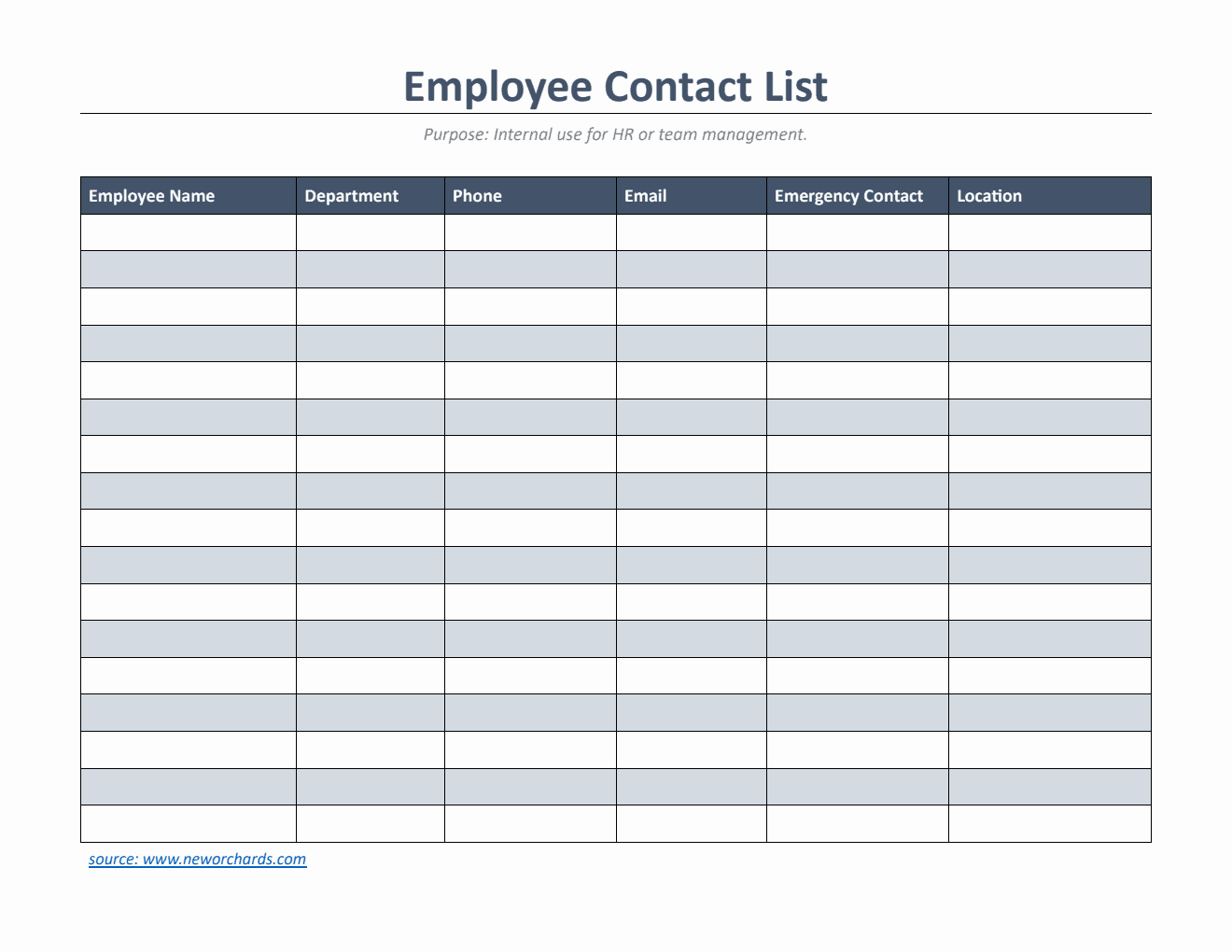Free Downloadable Employee Contact List Template (Word)