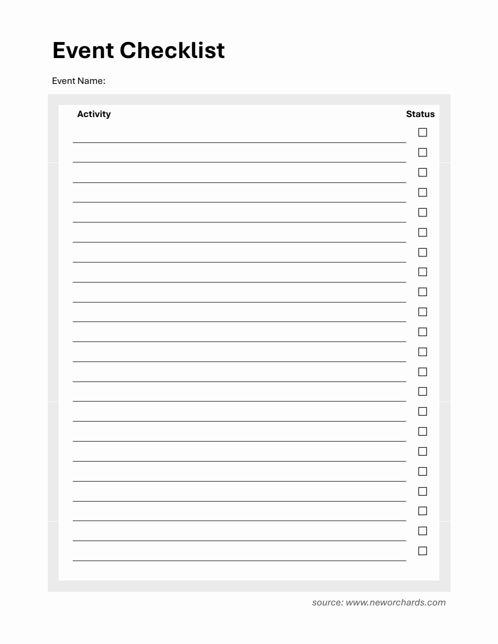 Printable Event Planner Checklist Template PDF