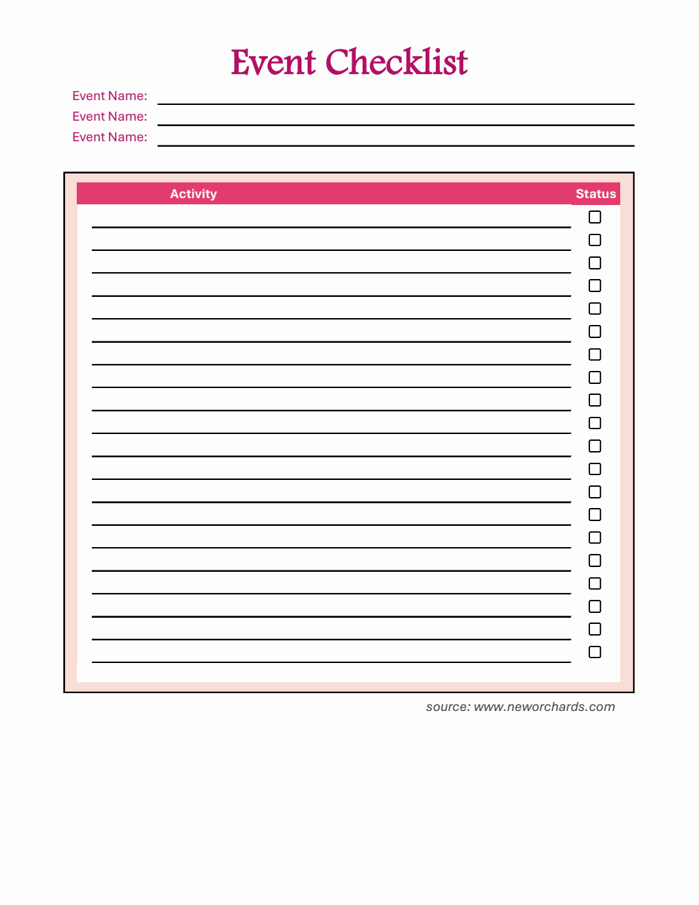 Customizable Event Planner Checklist Template Excel