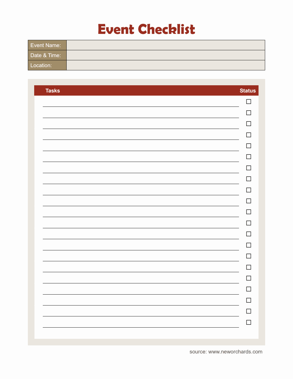 Editable Event Planner Checklist Template PDF
