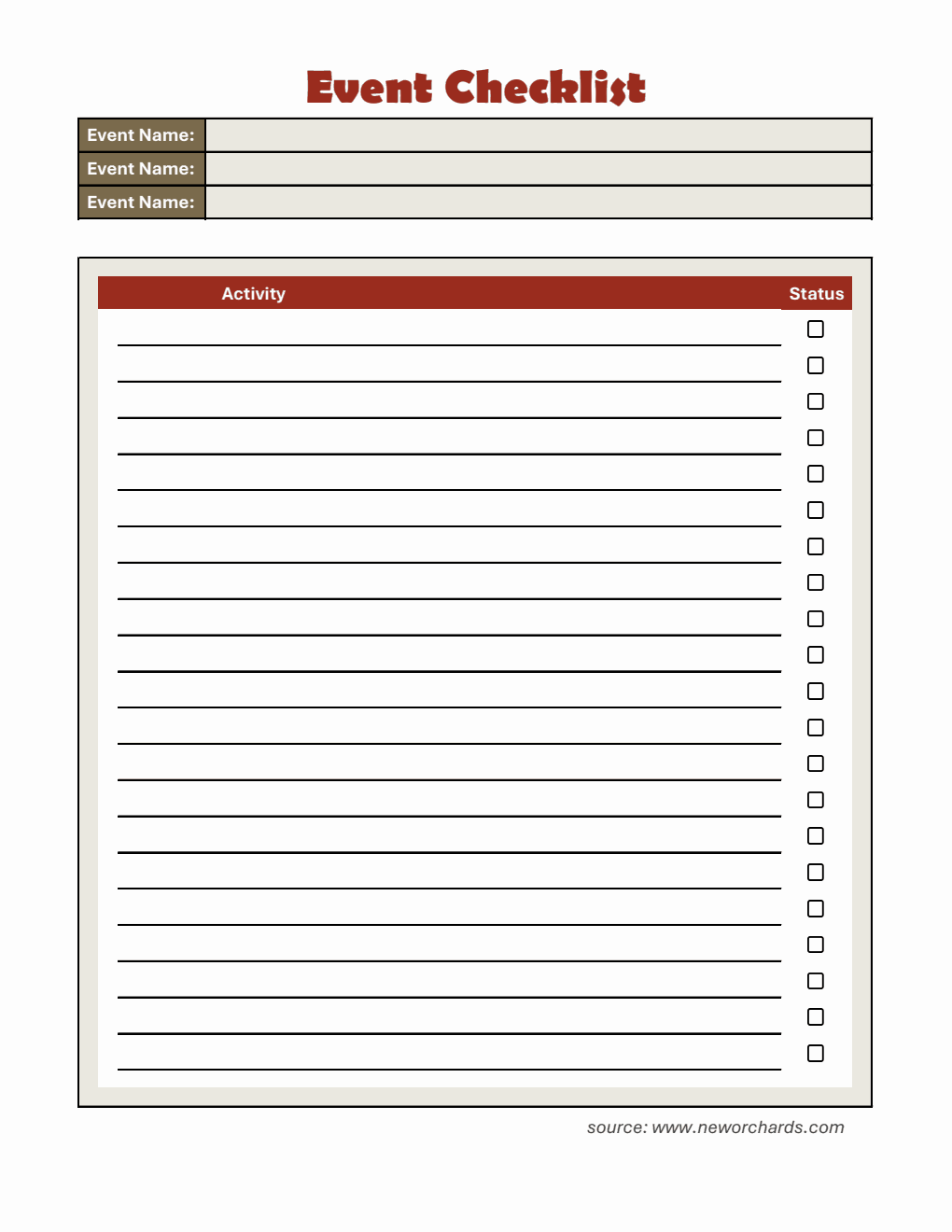 Editable Event Planner Checklist Template Excel