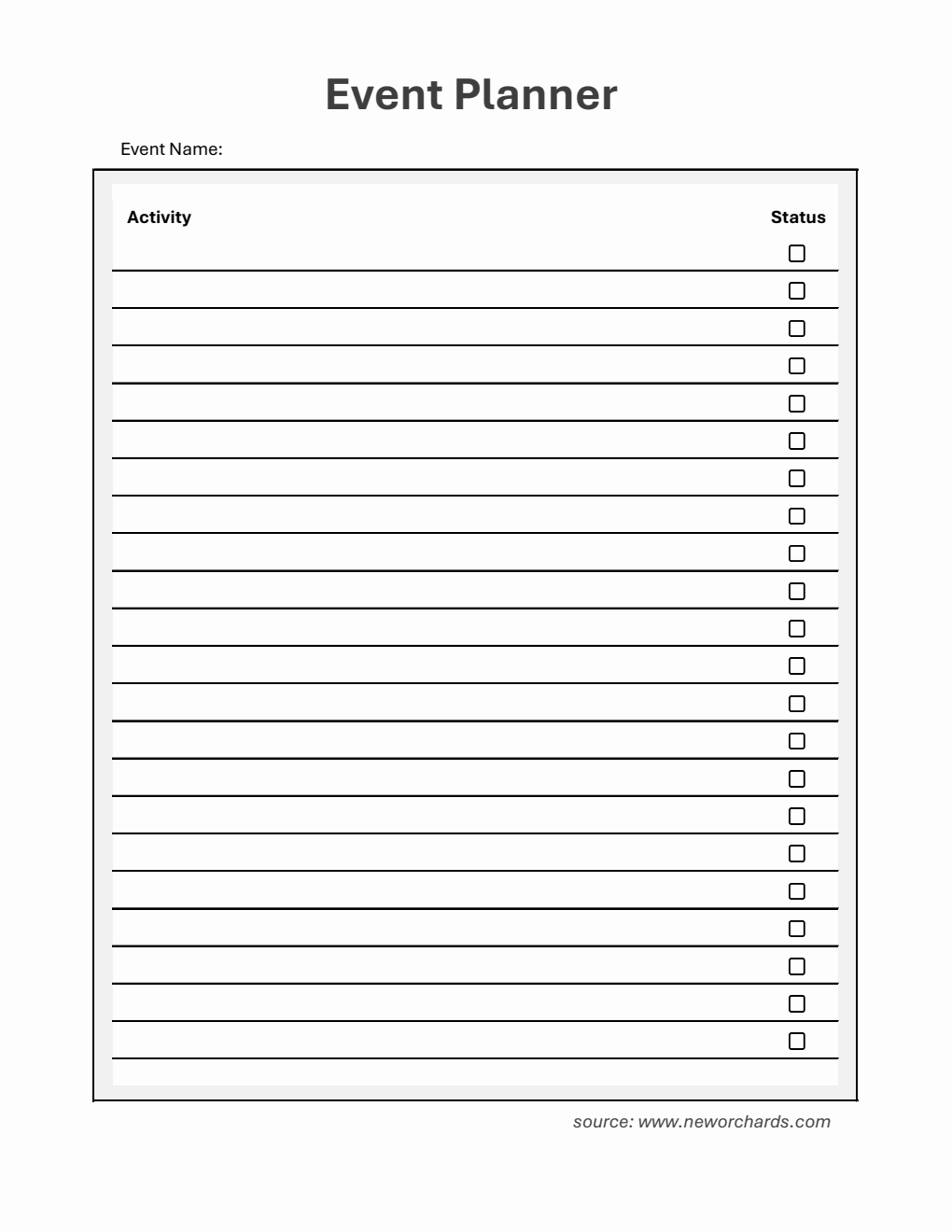 Printable Event Planner Checklist Template Excel