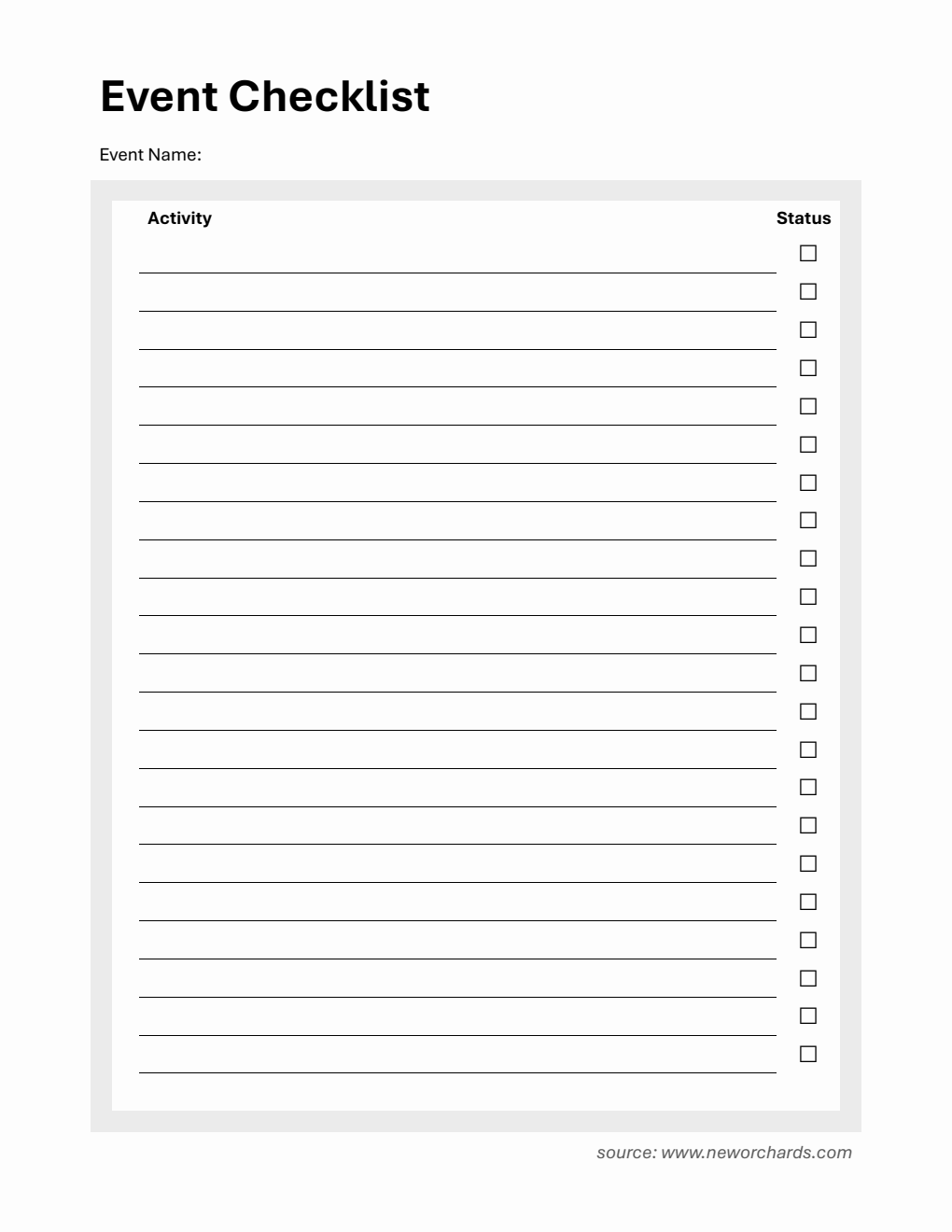 Printable Event Planner Checklist Template Word
