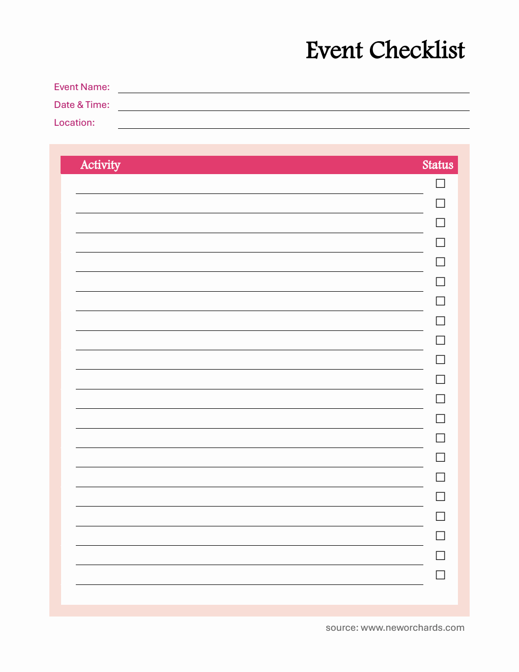 Customizable Event Planner Checklist Template PDF