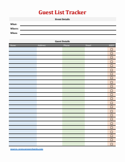 Free Basic Event Guest List Template (Word)