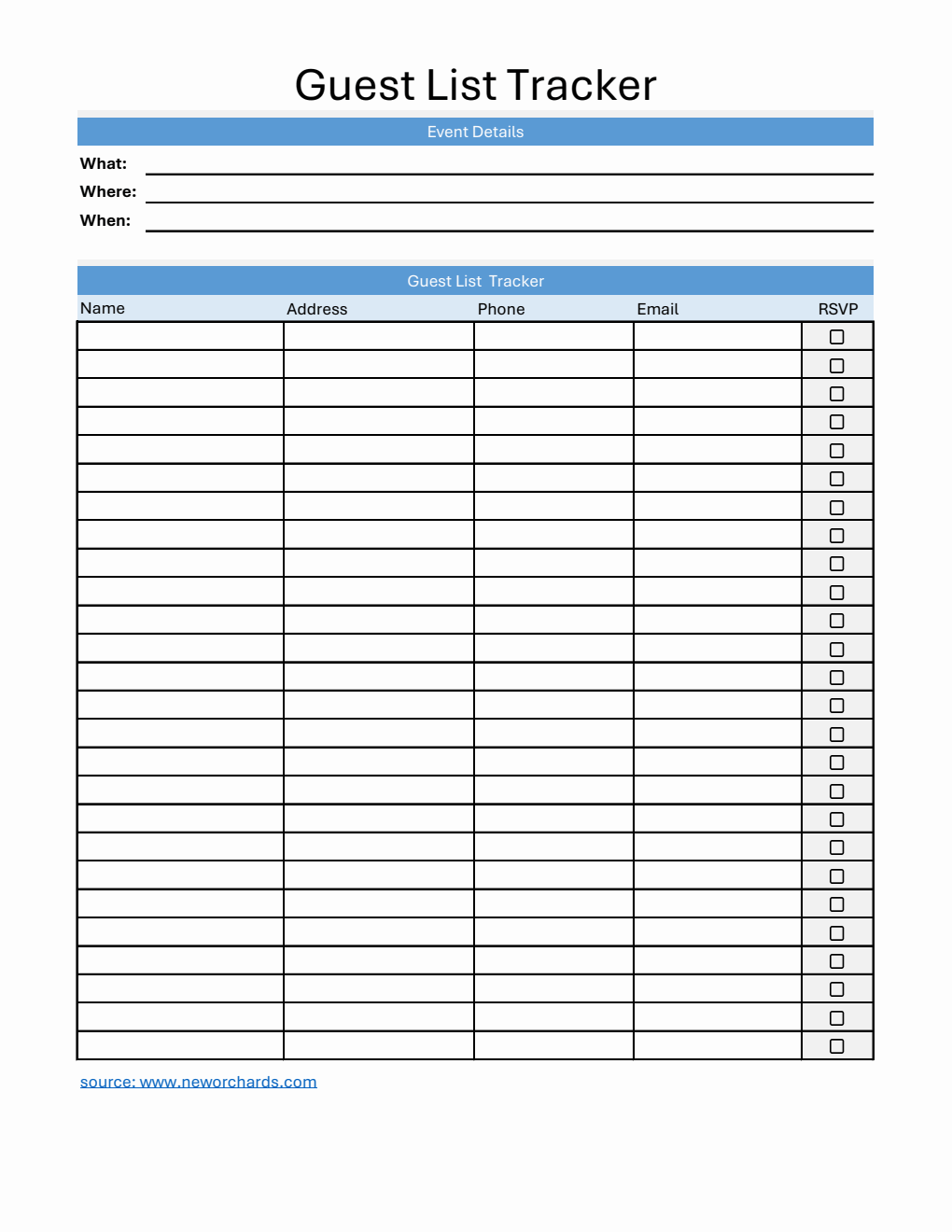 Free Customizable Event Guest List Template (Excel)