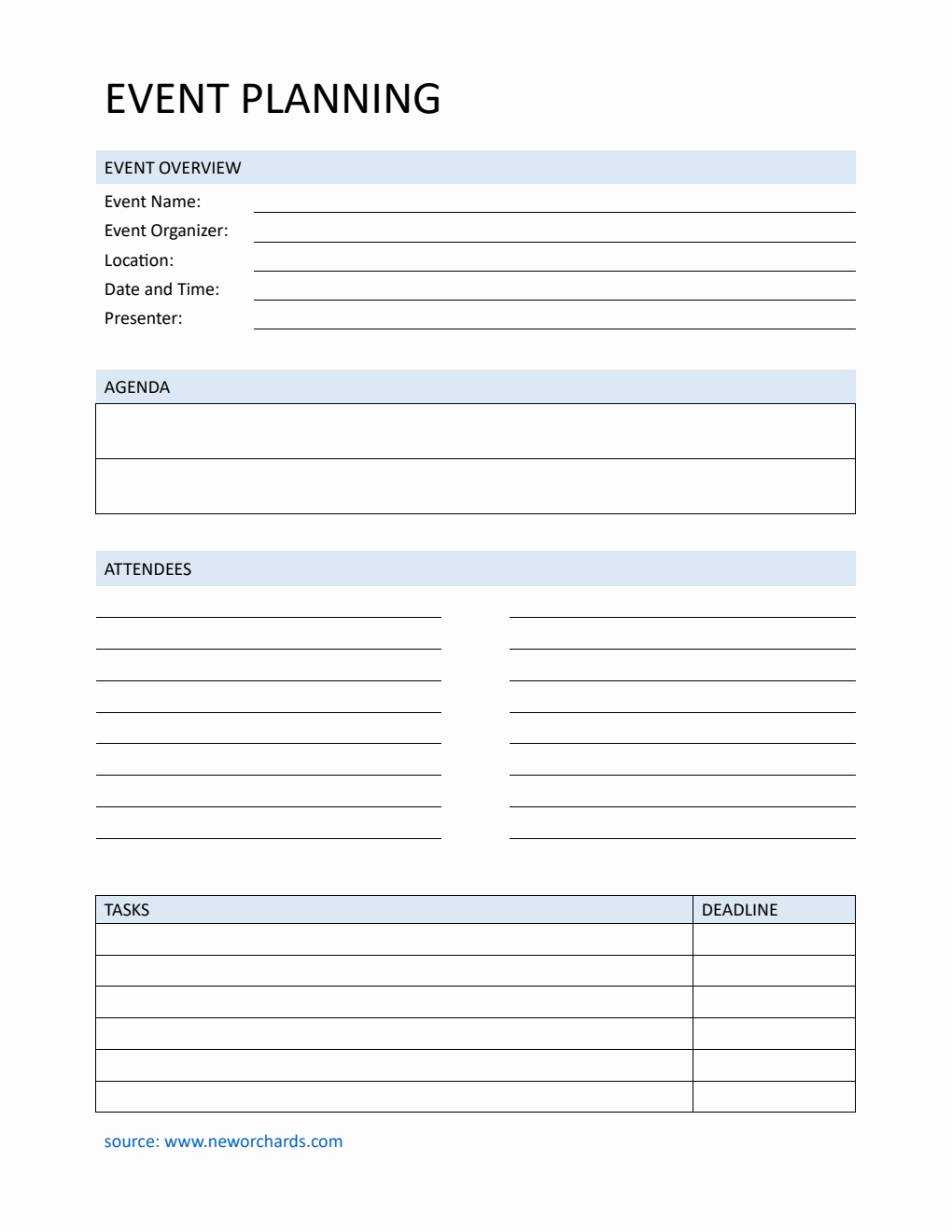 Editable Event Planner Template PDF