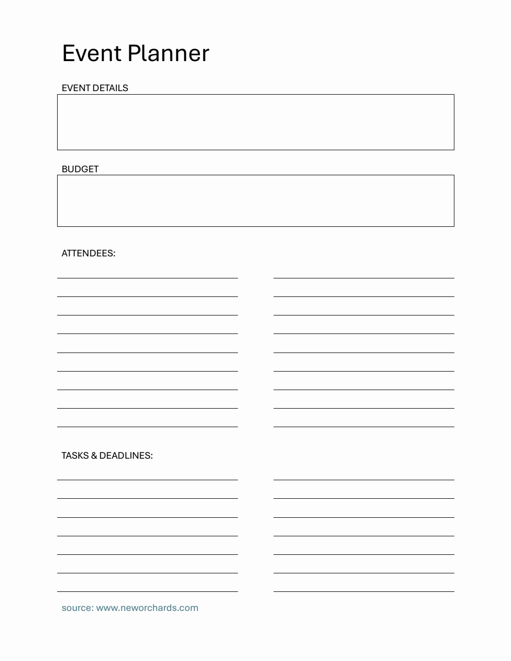  Event Planner Template Word