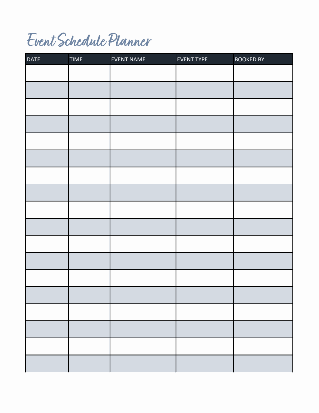  Event Schedule Planner Template Excel