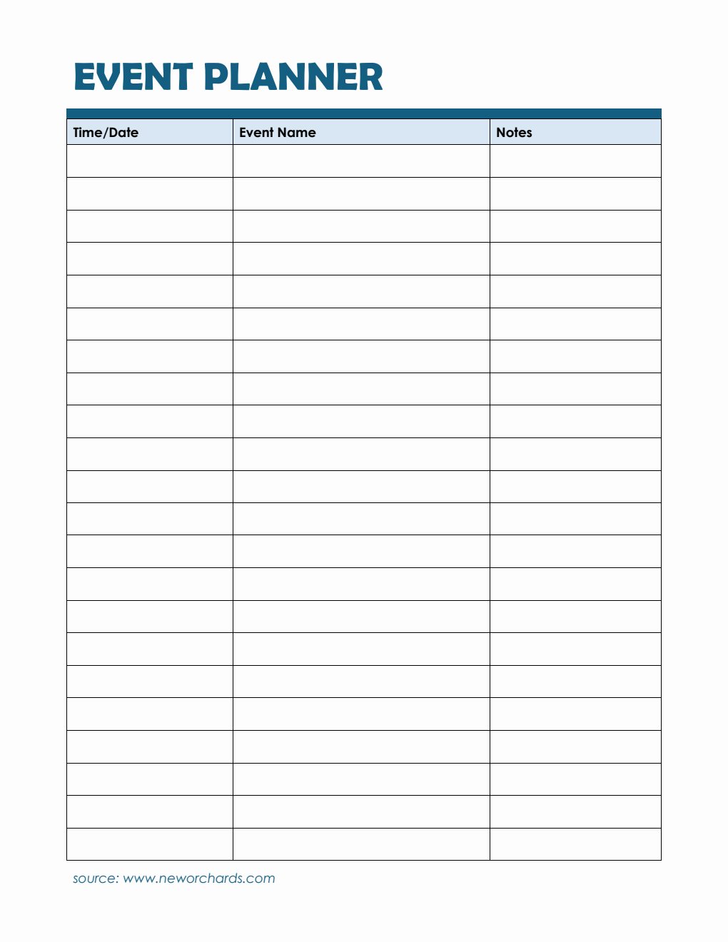 Simple Event Schedule Planner Template PDF