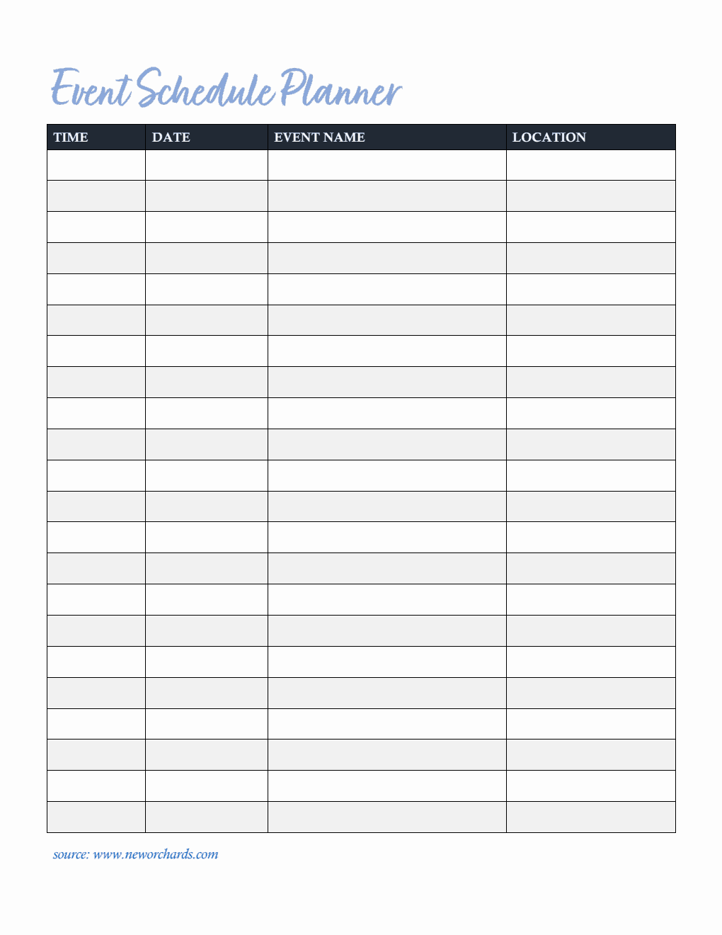  Event Schedule Planner Template PDF