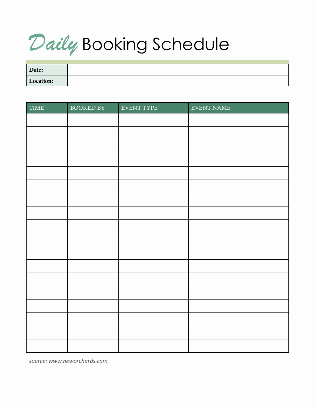 Daily Event Schedule Planner Template PDF
