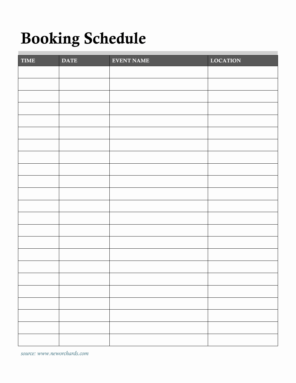 Printable Event Schedule Planner Template PDF