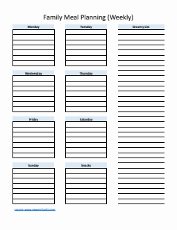 Family Meal Planning Template | Customize in Word