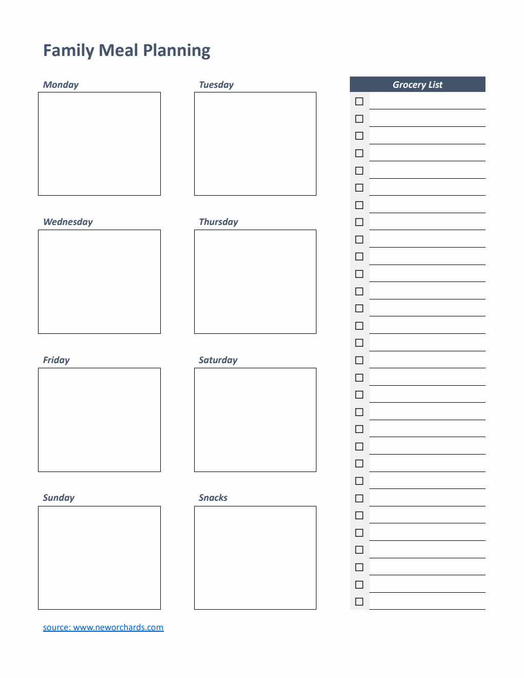 Family Meal Planning Template | Print in PDF