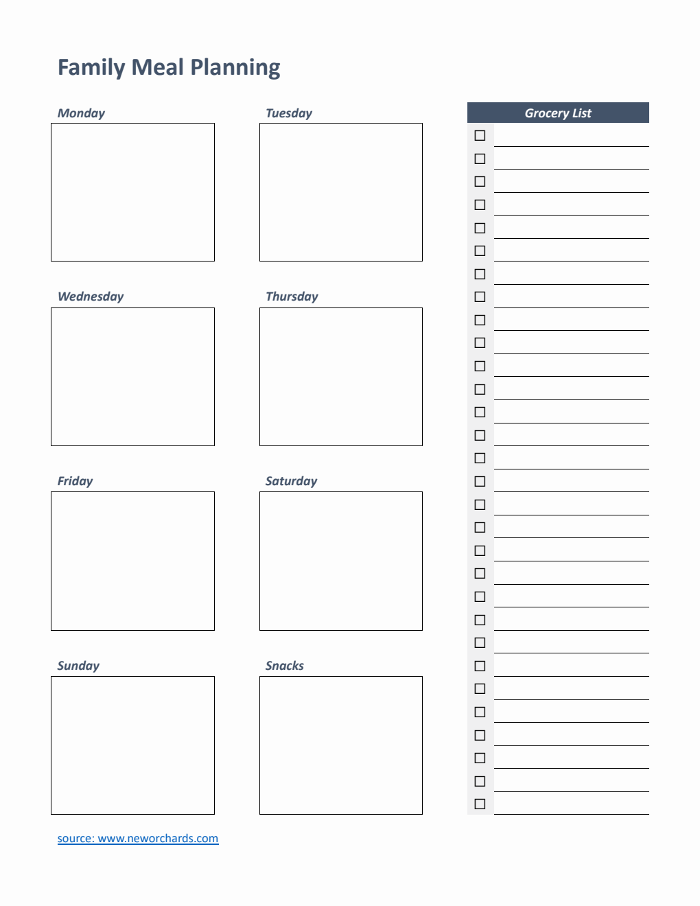 Family Meal Planning Template | Print in Word