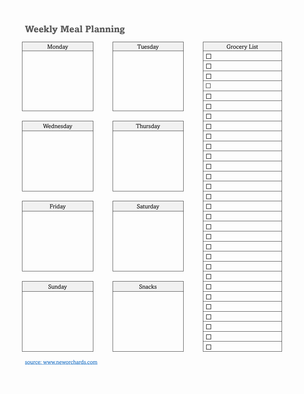 Family Meal Planning Template | Download in PDF
