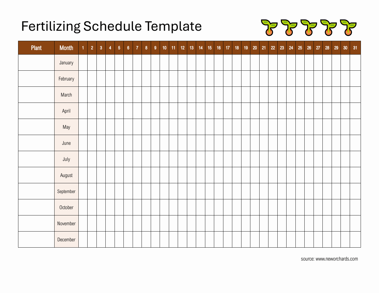 Editable Fertilizing Schedule Template - Free Download in Word