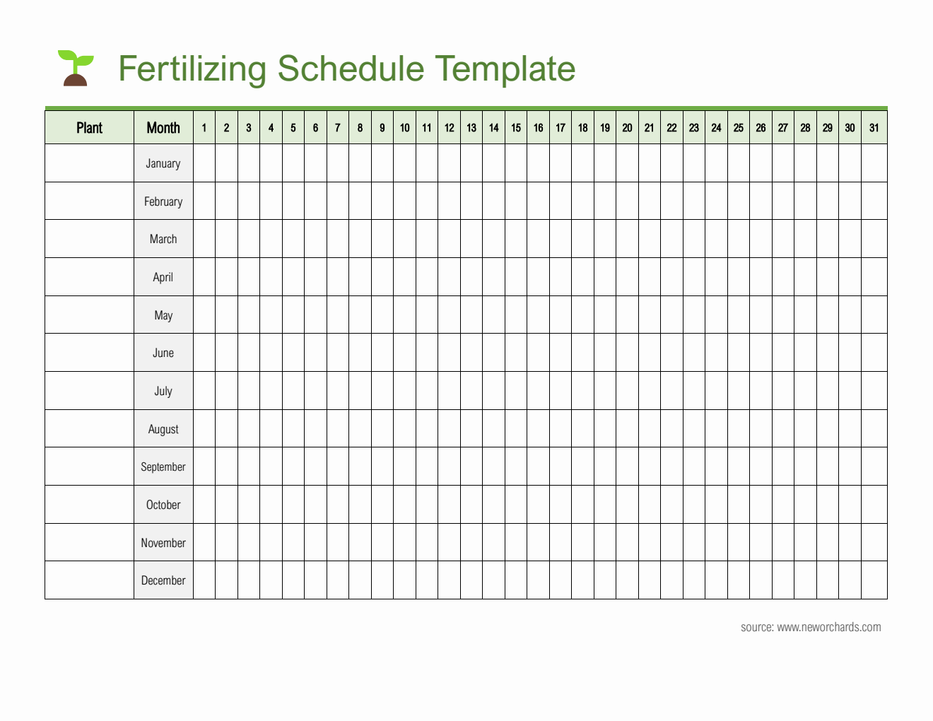 Editable Fertilizing Schedule Template - Free Download in PDF