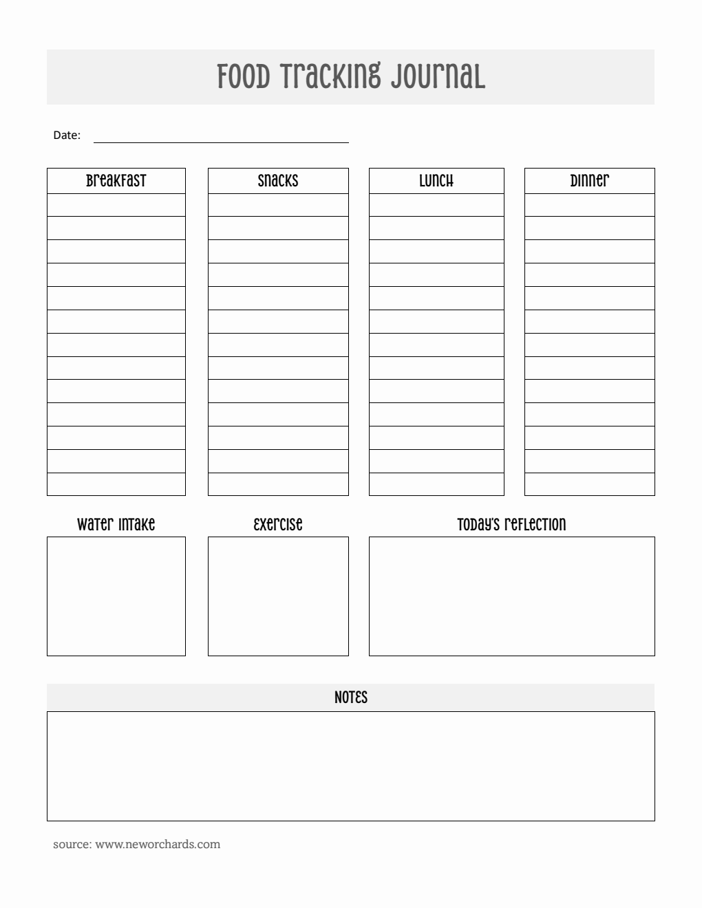 Food Tracking Journal Template PDF (Simple)