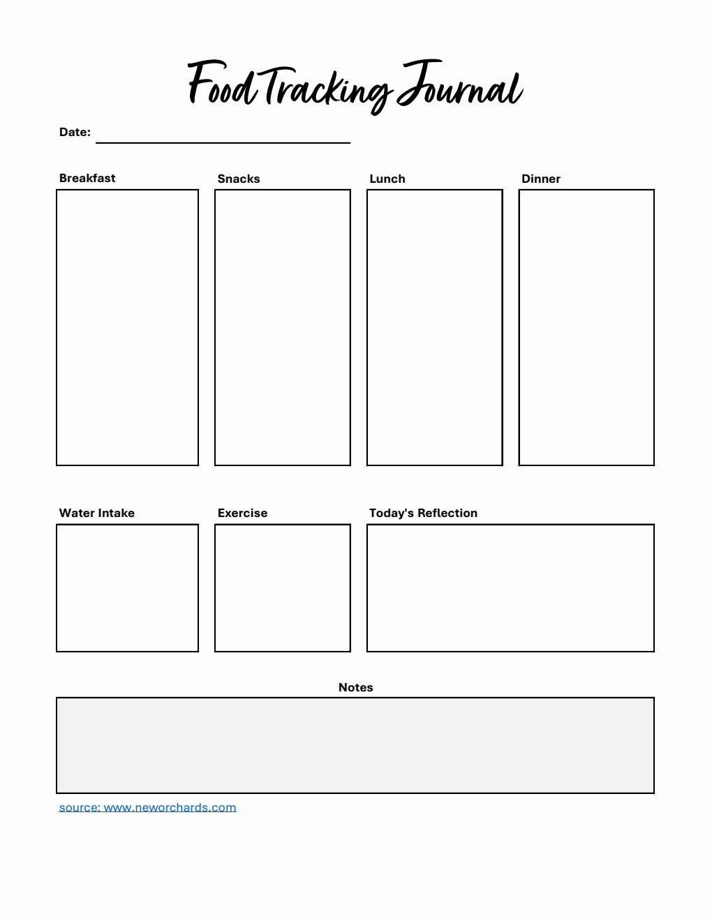 Food Tracking Journal Template Excel (Printable)