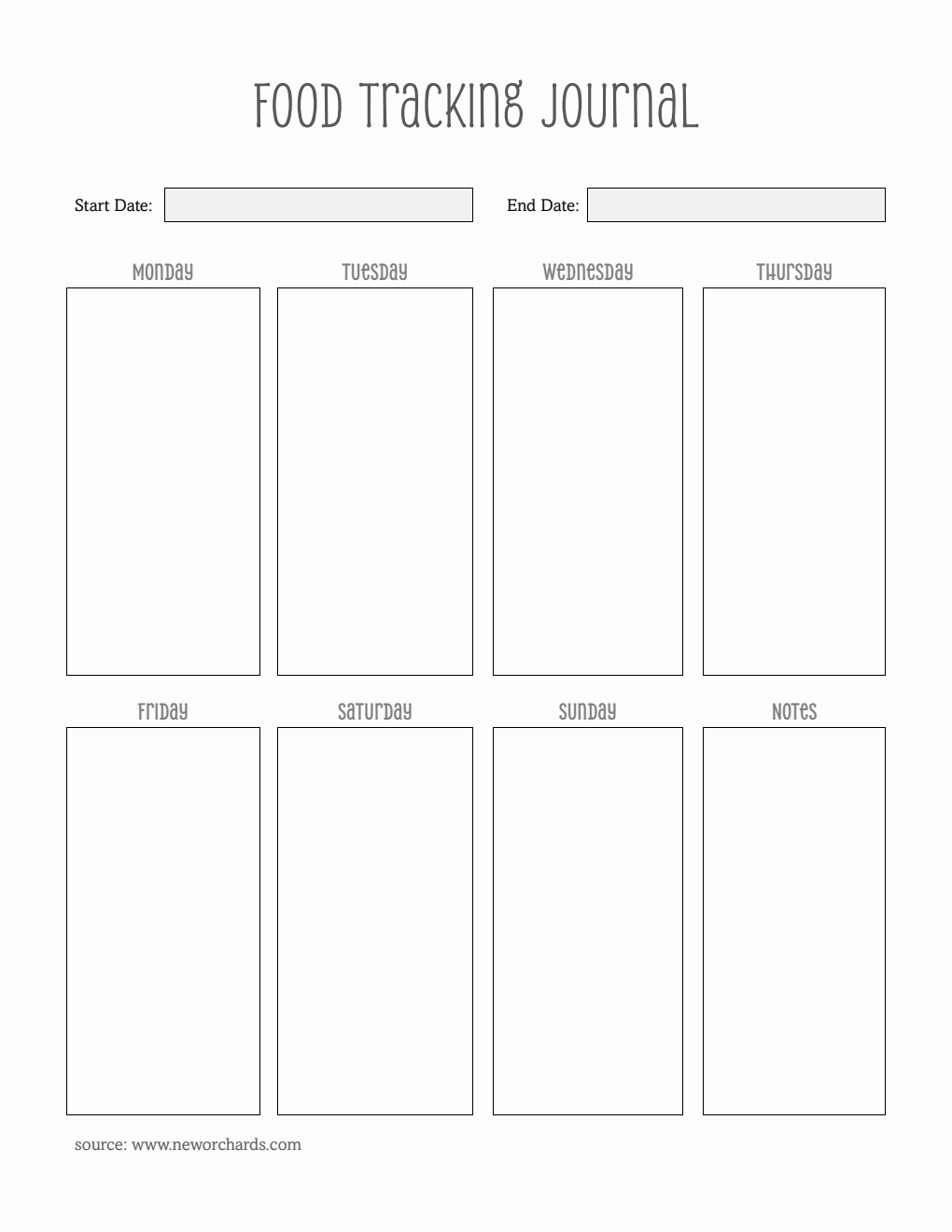 Weekly Food Tracking Journal Template PDF (Stylish)