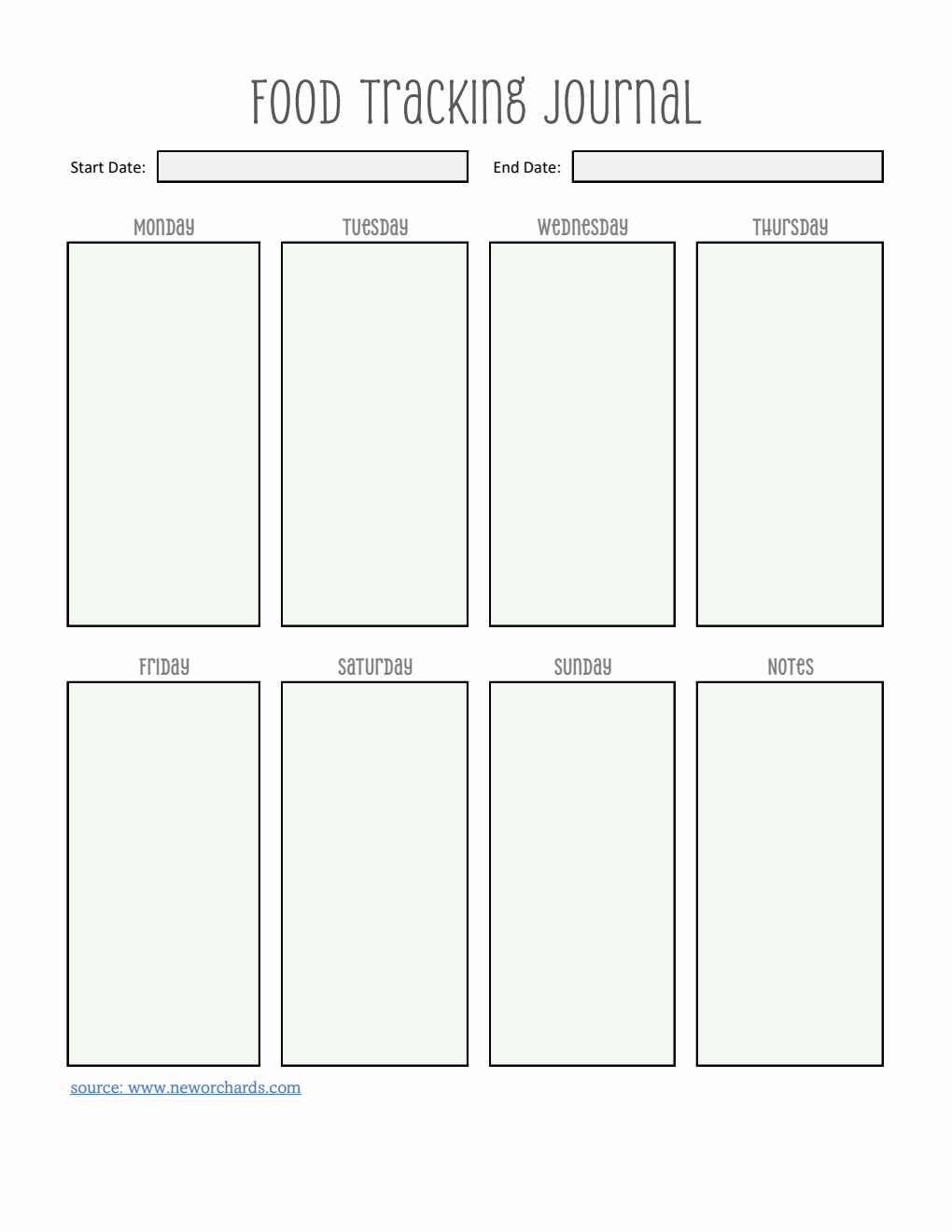 Weekly Food Tracking Journal Template Excel (Stylish)