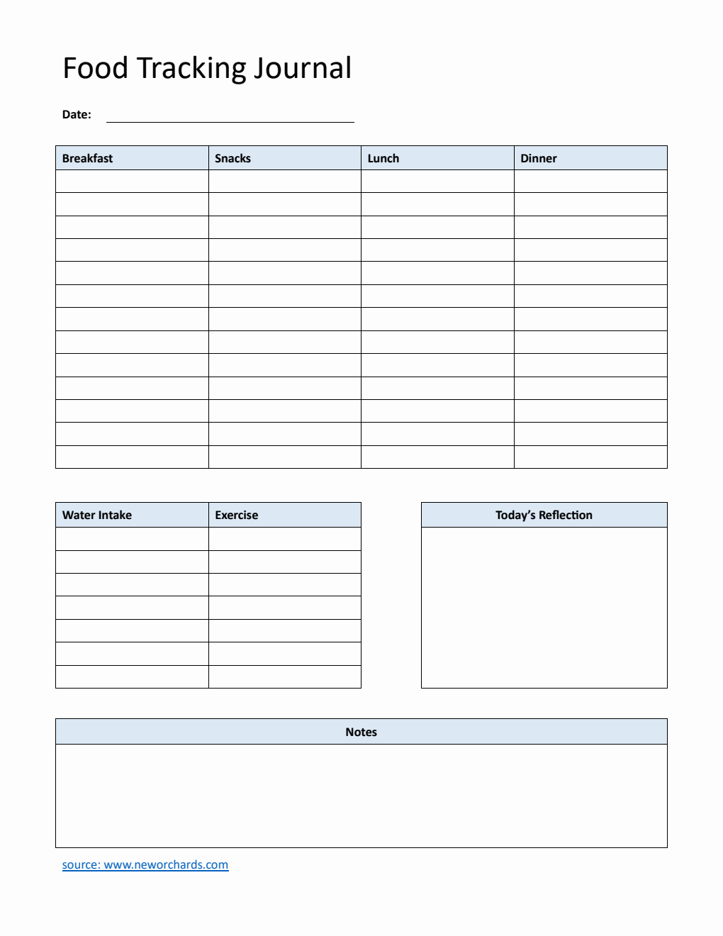 Food Tracking Journal Template PDF (Basic)