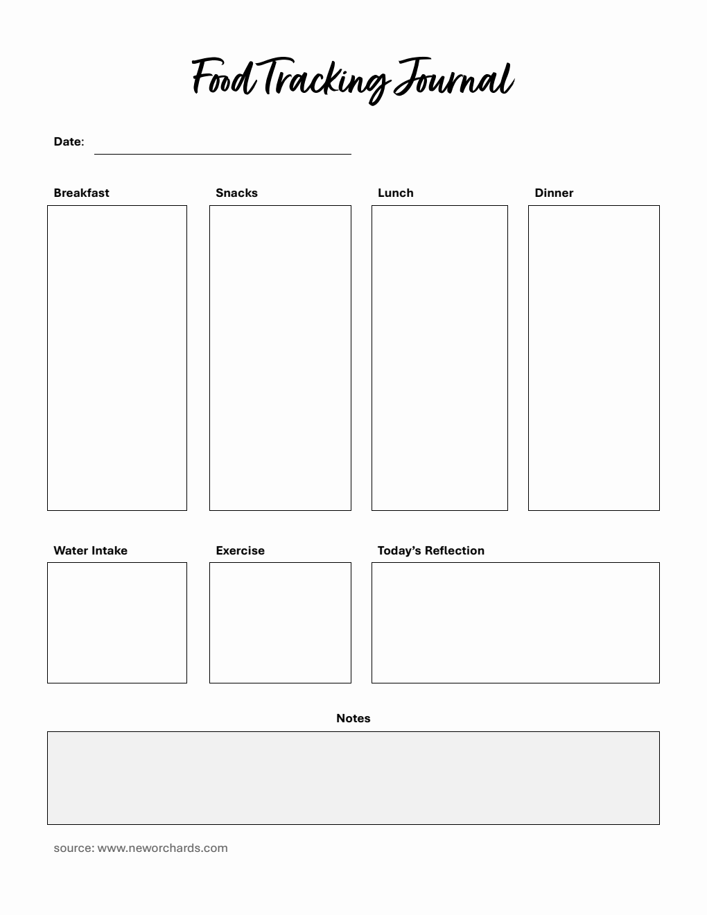 Food Tracking Journal Template PDF (Printable)