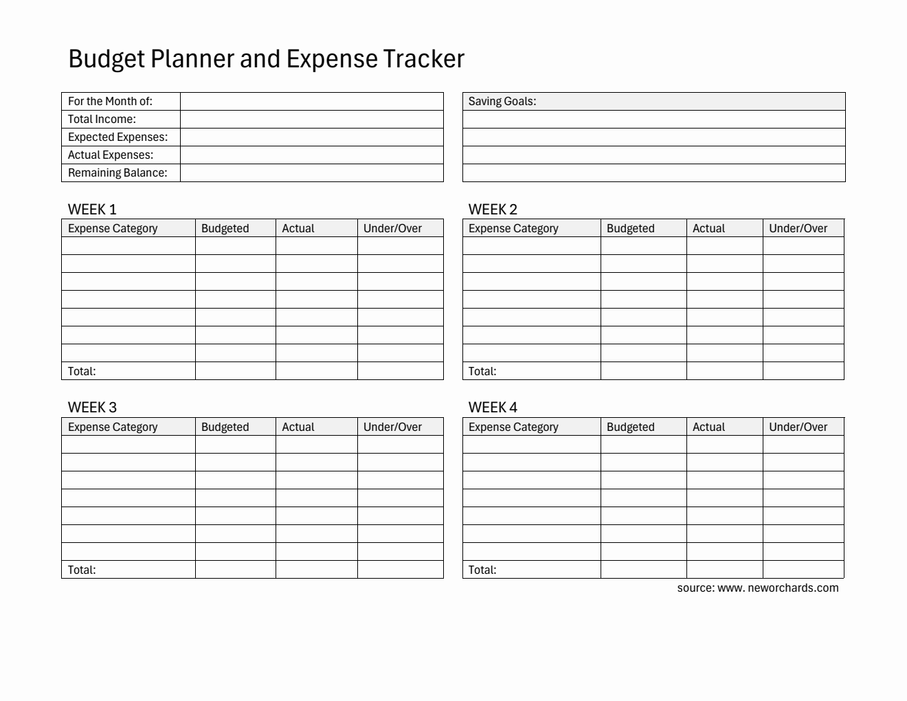 Free Printable Budget Planner and Expense Tracker in Word