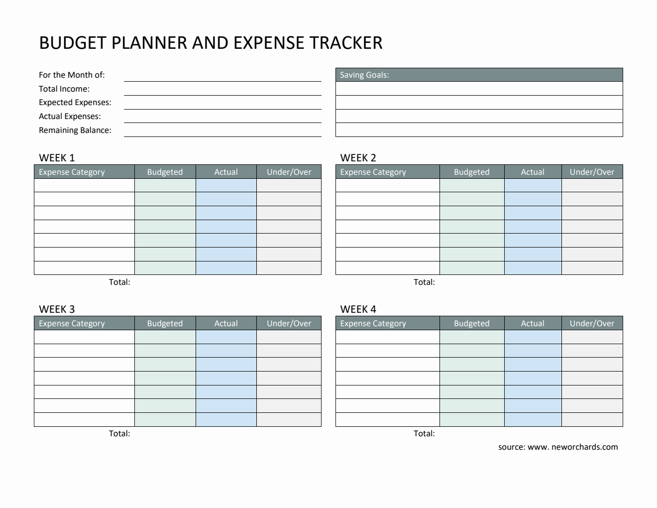 Free Bordered Budget Planner and Expense Tracker in PDF