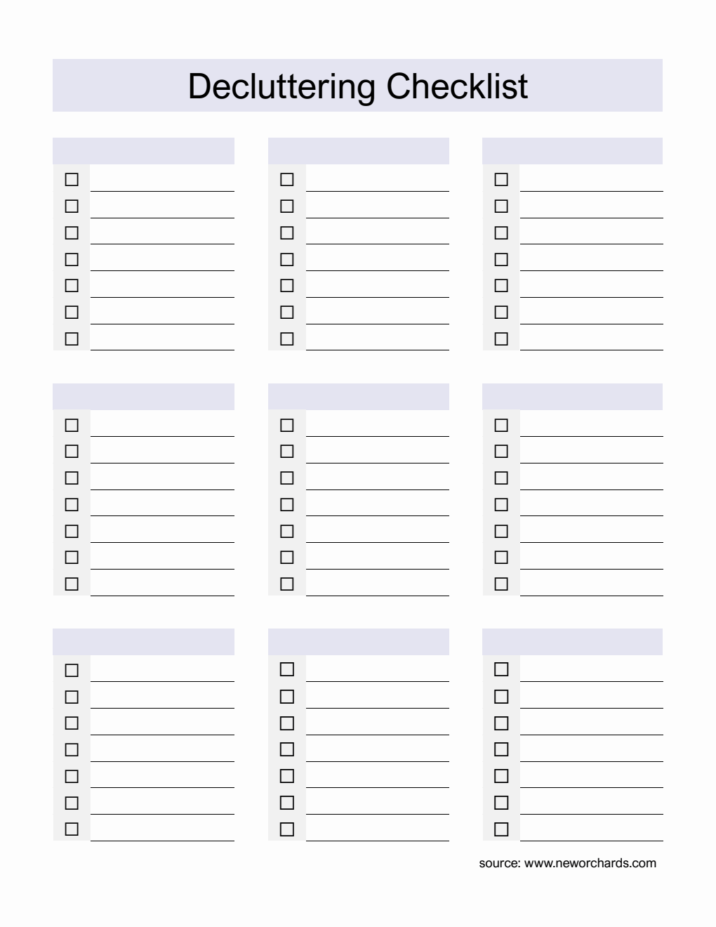 Decluttering Checklist Template in PDF (Downloadable)