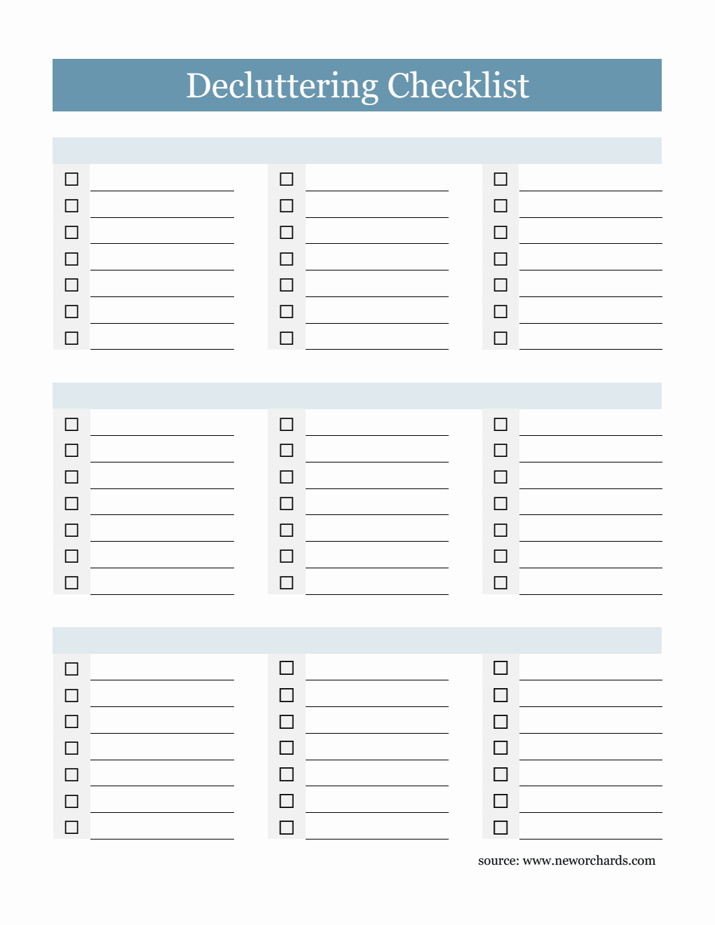 Decluttering Checklist Template in PDF (Customizable)