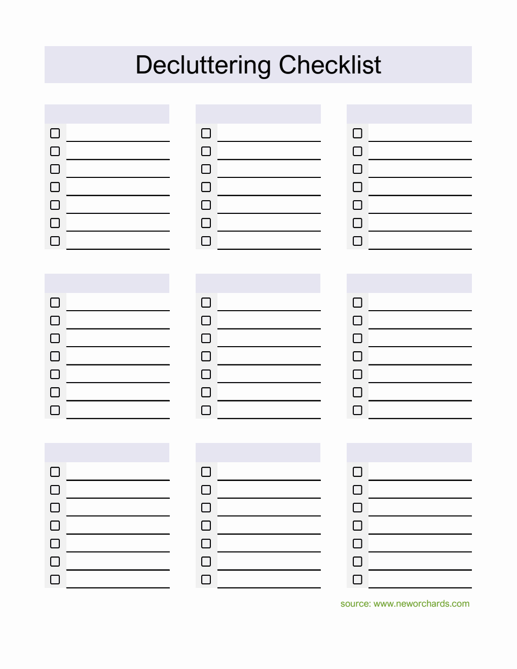 Decluttering Checklist Template in Excel (Downloadable)