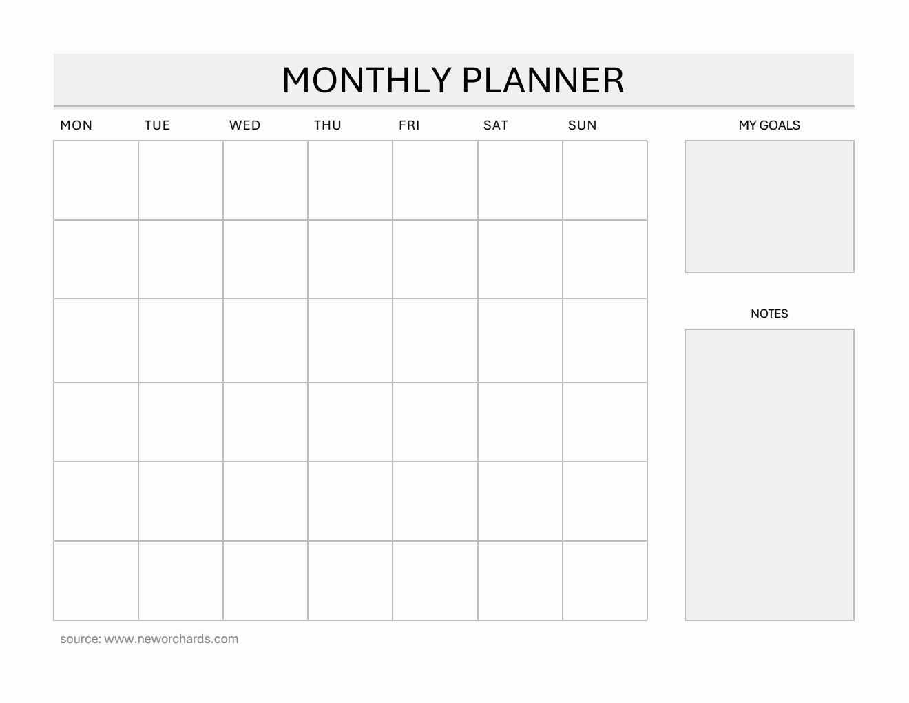 Free At a Glance Monthly Planner - Grey Word Download