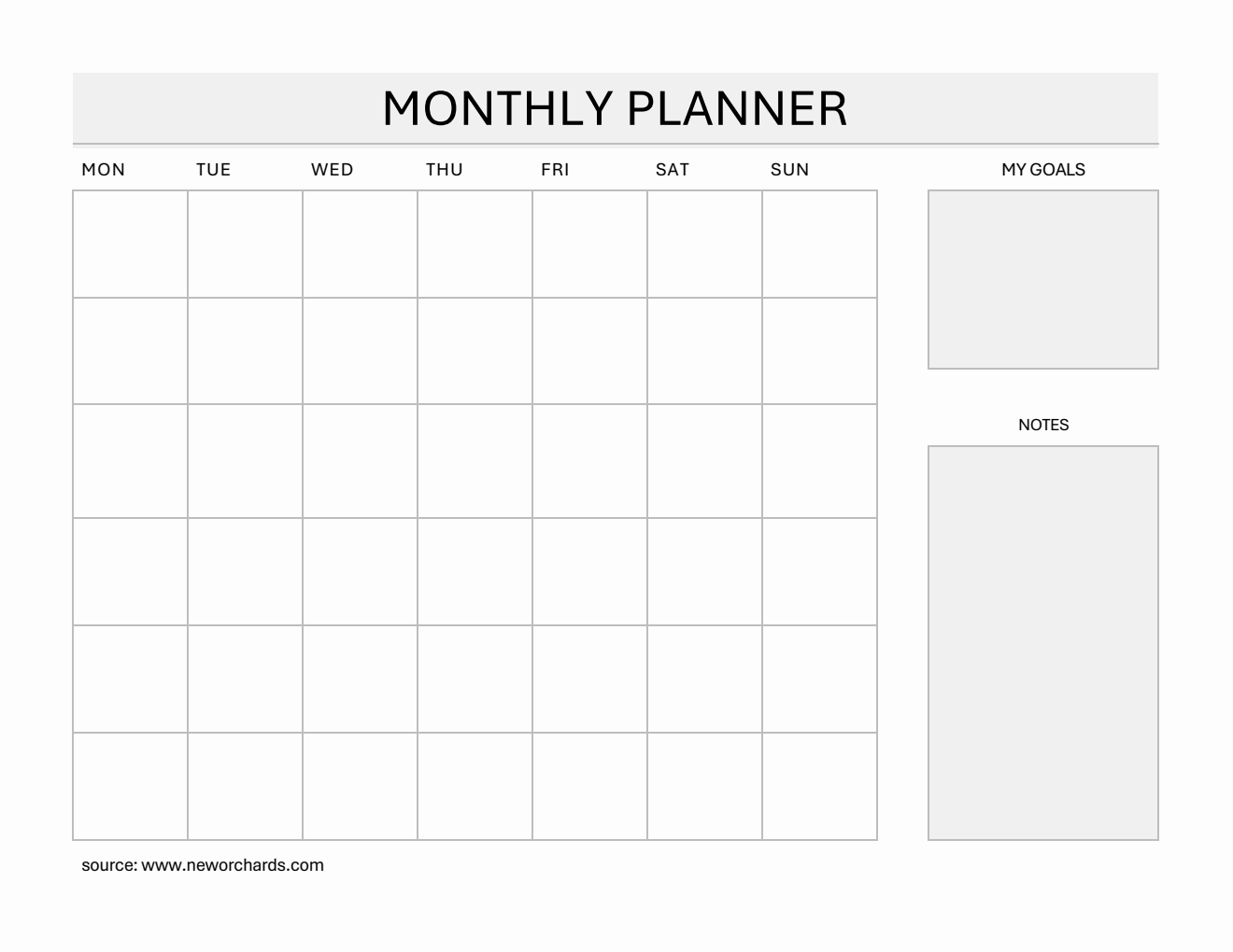 Free At a Glance Monthly Planner - Grey PDF Download