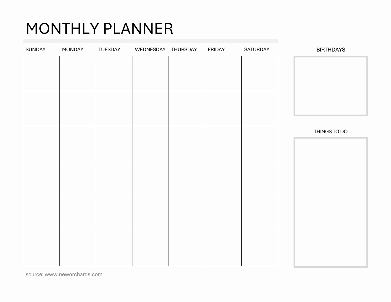 Free At a Glance Monthly Planner - Basic Word Download