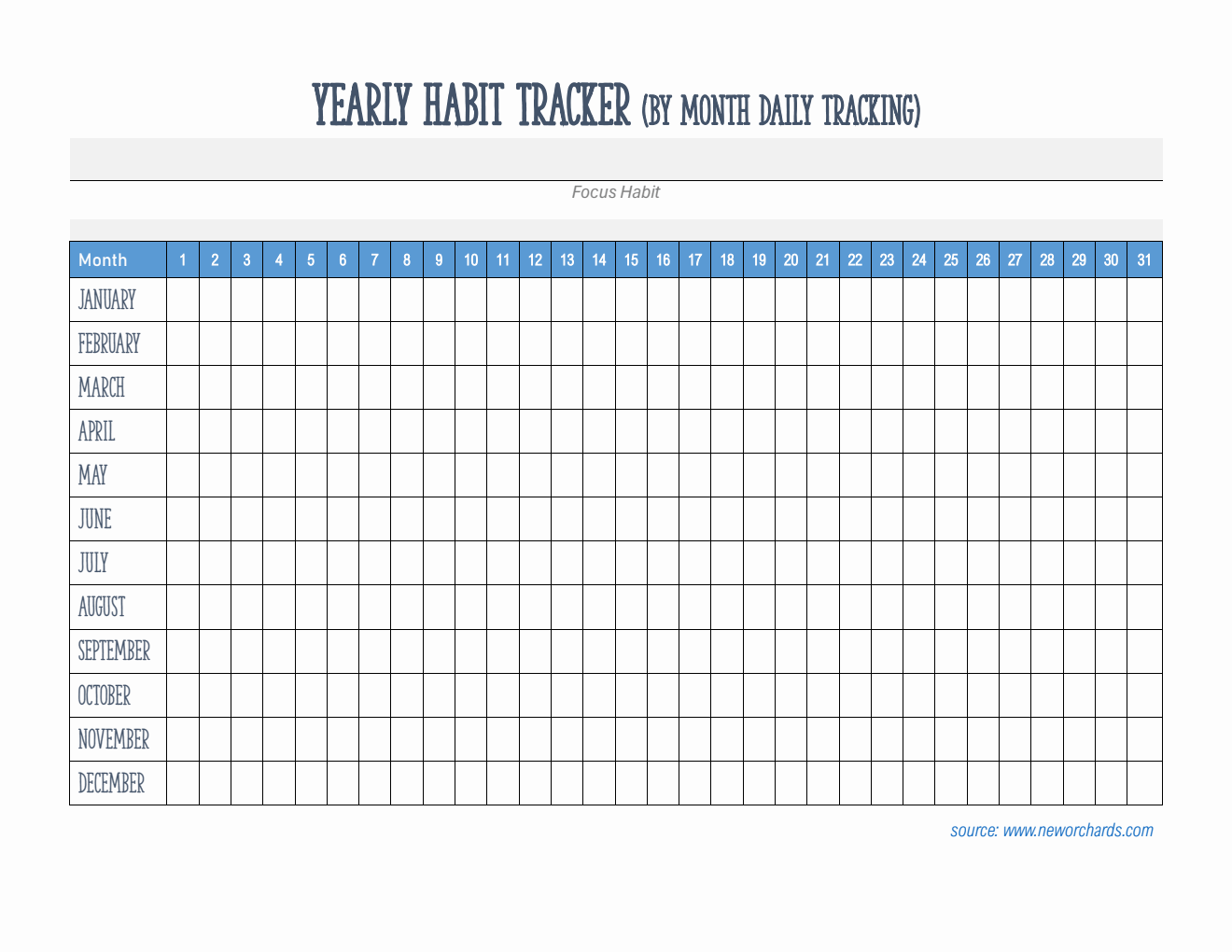 Customizable Habit Tracker Template in Word