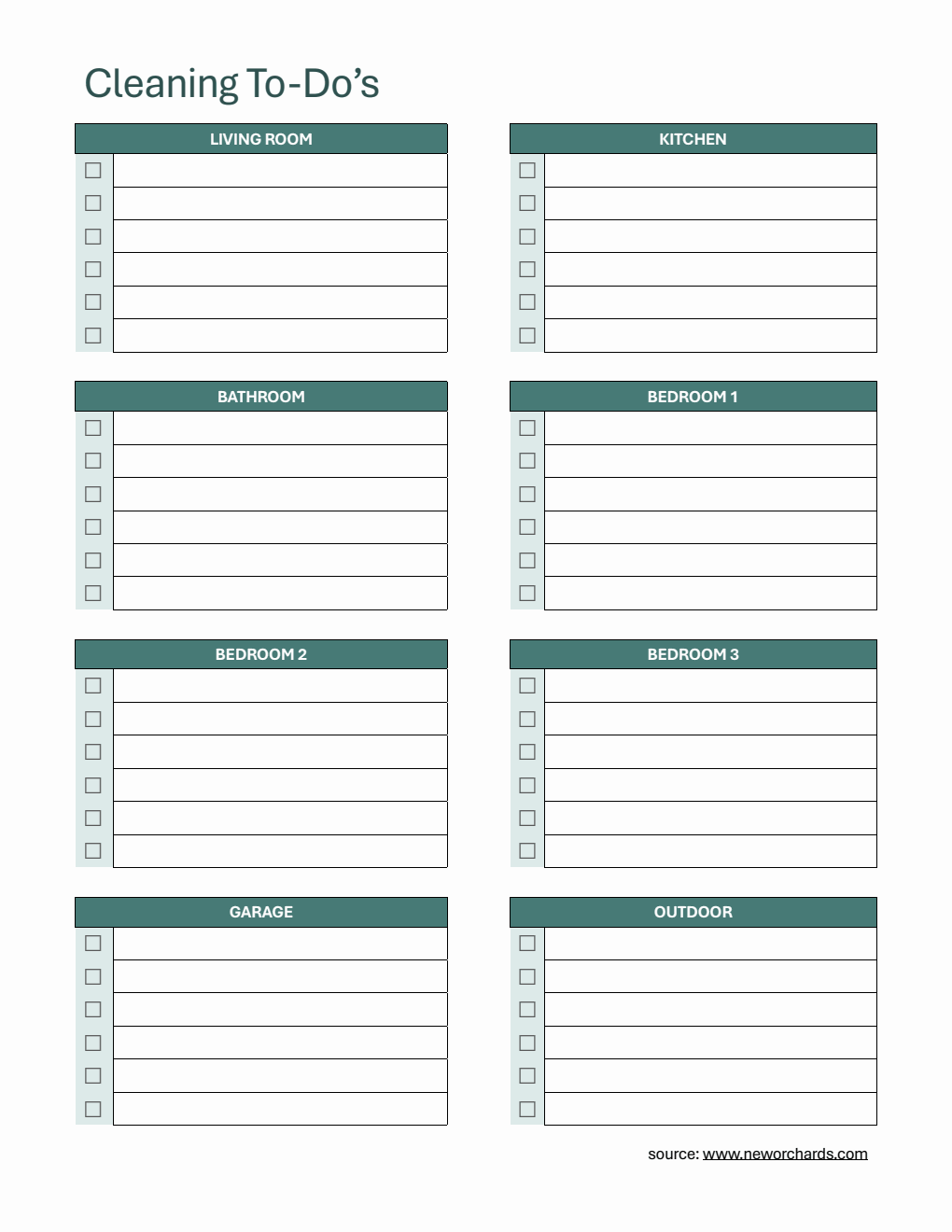 Blank Cleaning To-Do Template | Free Download in Word