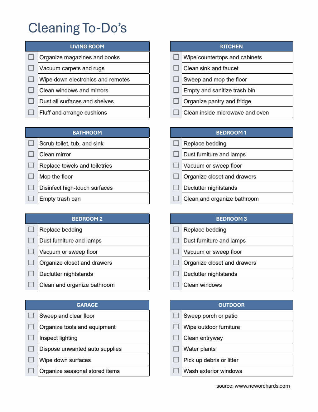Cleaning To-Do Template | Free PDF Download