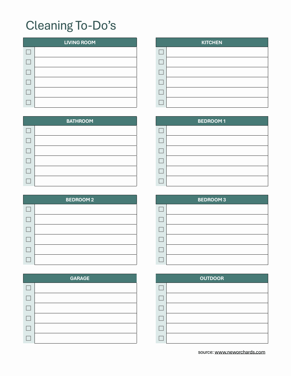 Blank Cleaning To-Do Template | Free Download in PDF